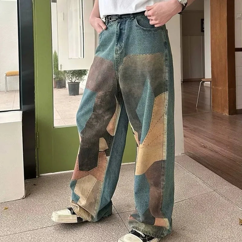 Y2K Fashion Patchwork Distressed Baggy Jeans