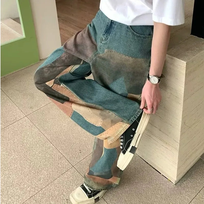 Y2K Fashion Patchwork Distressed Baggy Jeans