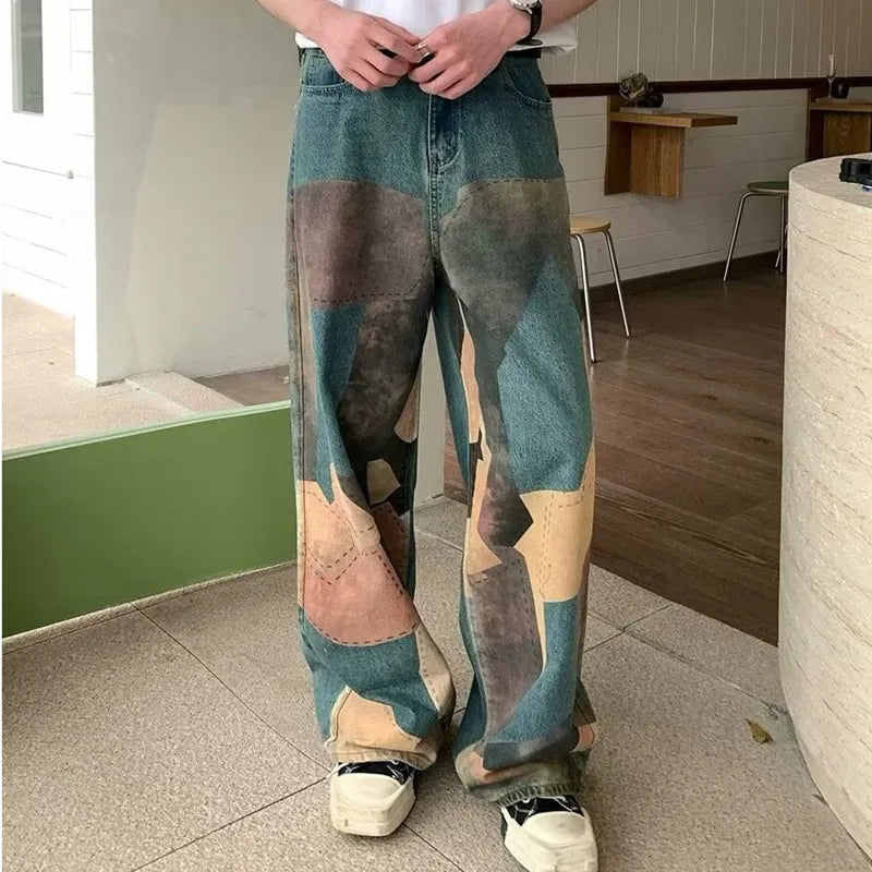 Y2K Fashion Patchwork Distressed Baggy Jeans