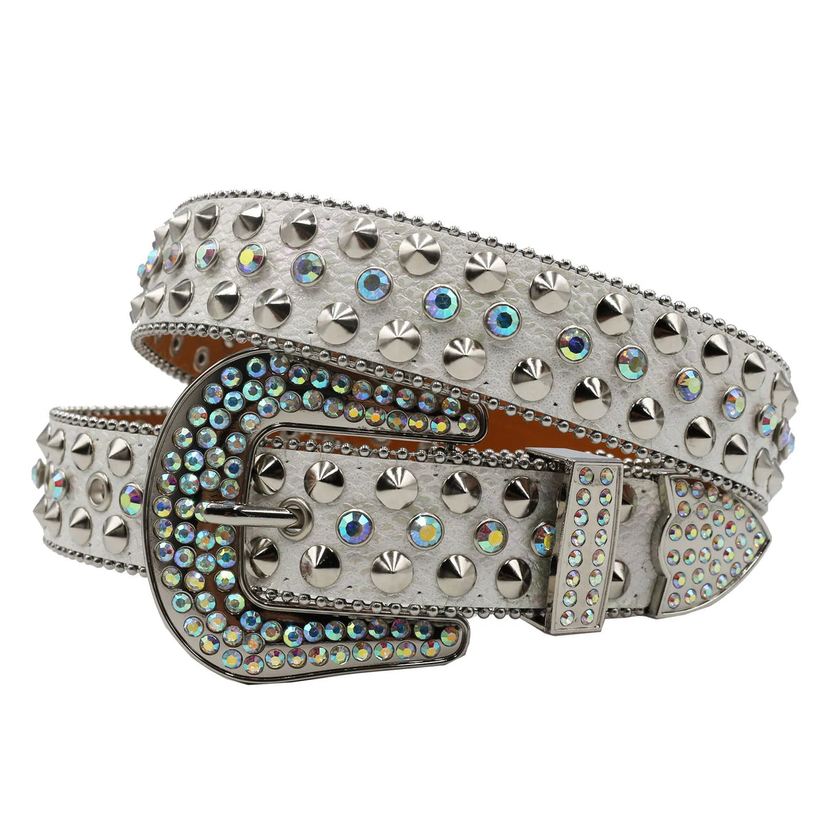 Y2K Faux Diamond Rhinestone Studded Pin Buckle Belt