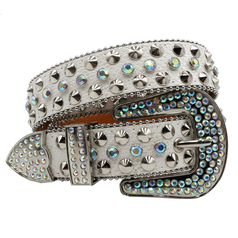 Y2K Faux Diamond Rhinestone Studded Pin Buckle Belt