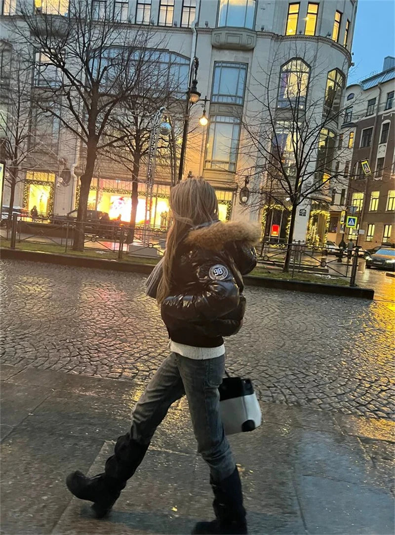 Y2K Faux Fur Hooded Padded Puffer Jacket Coat