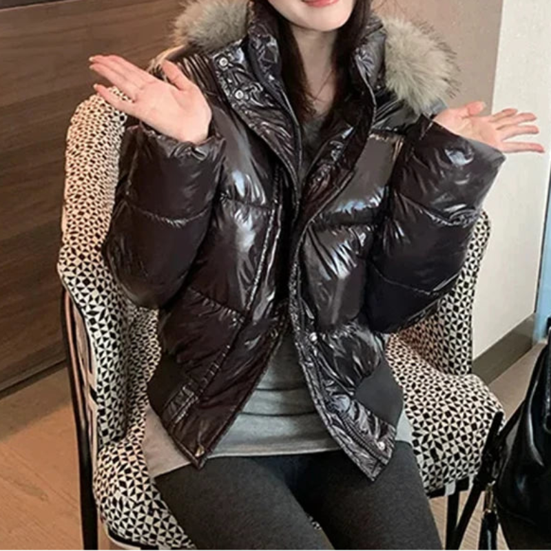 Y2K Faux Fur Hooded Padded Puffer Jacket Coat
