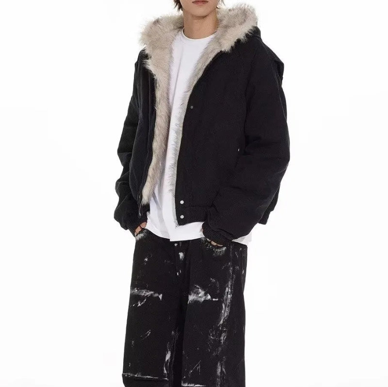 Y2K Faux Fur Lined Coat Jacket