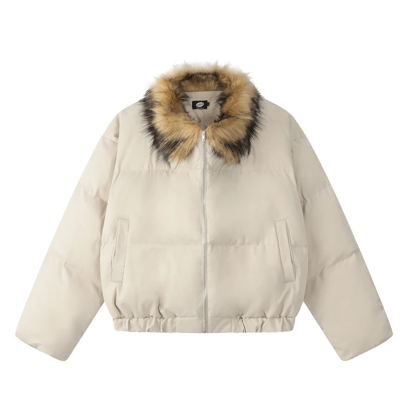 Y2K Faux Fur Lined Collar Padded Puffer Jacker Coat