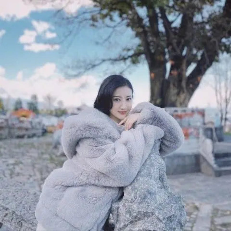 Y2K Faux Fur Velvet Hooded Jacket