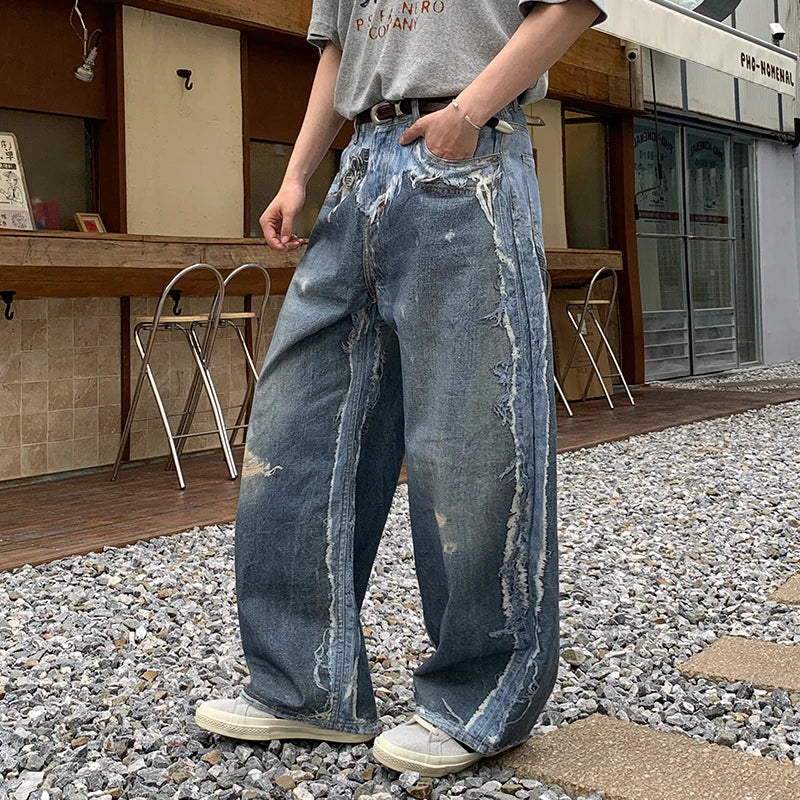 Y2K Faux Two Piece Distressed Baggy Jeans