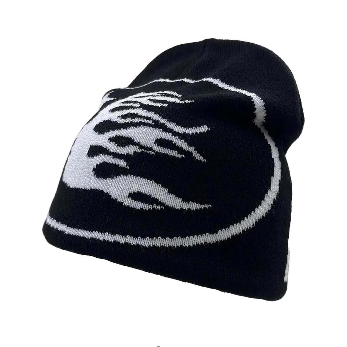 Y2K Flaming Head Jacquard Beanie