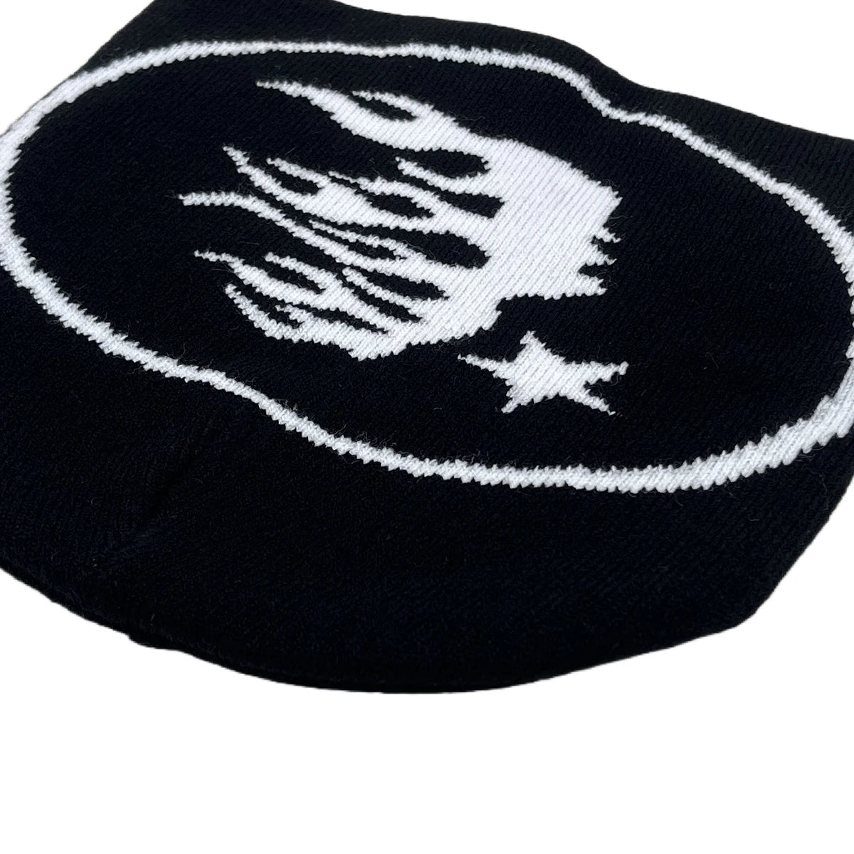 Y2K Flaming Head Jacquard Beanie