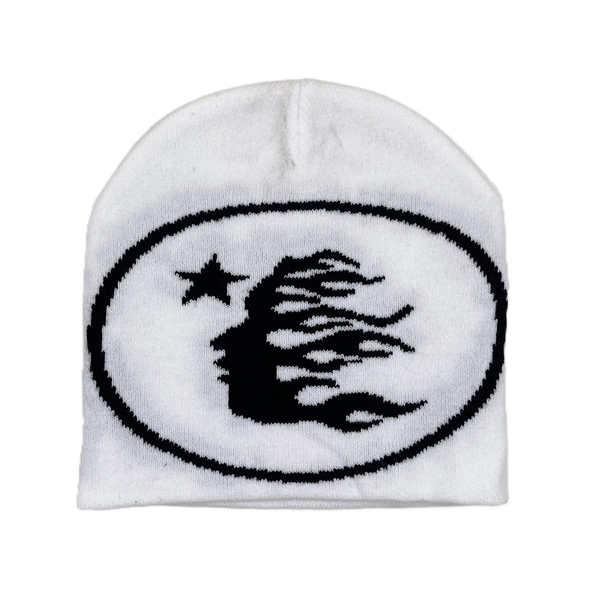 Y2K Flaming Head Jacquard Beanie