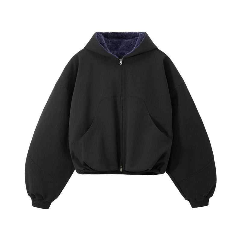 Y2K Fleece Lined Zip Up Hoodie Jacket