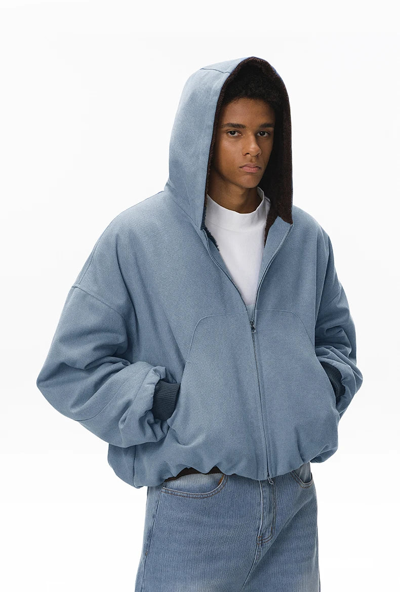 Y2K Fleece Lined Zip Up Hoodie Jacket