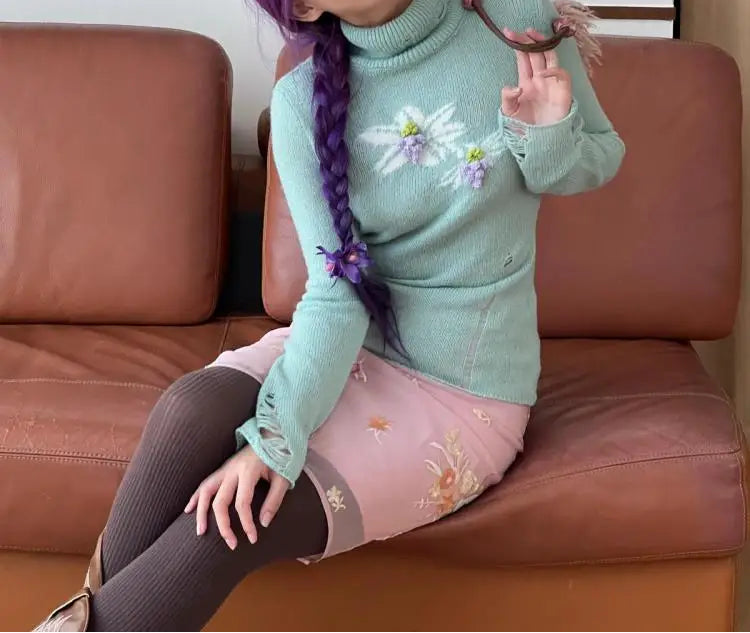 Y2K Floral Graphic Long Sleeve Jumper