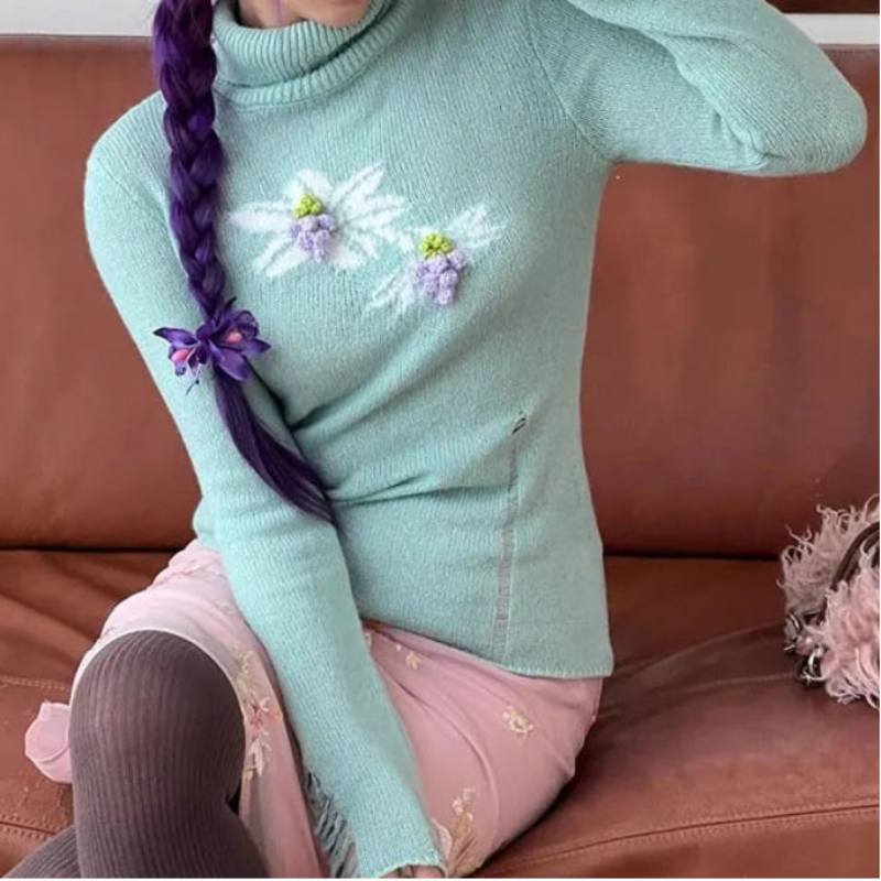 Y2K Floral Graphic Long Sleeve Jumper