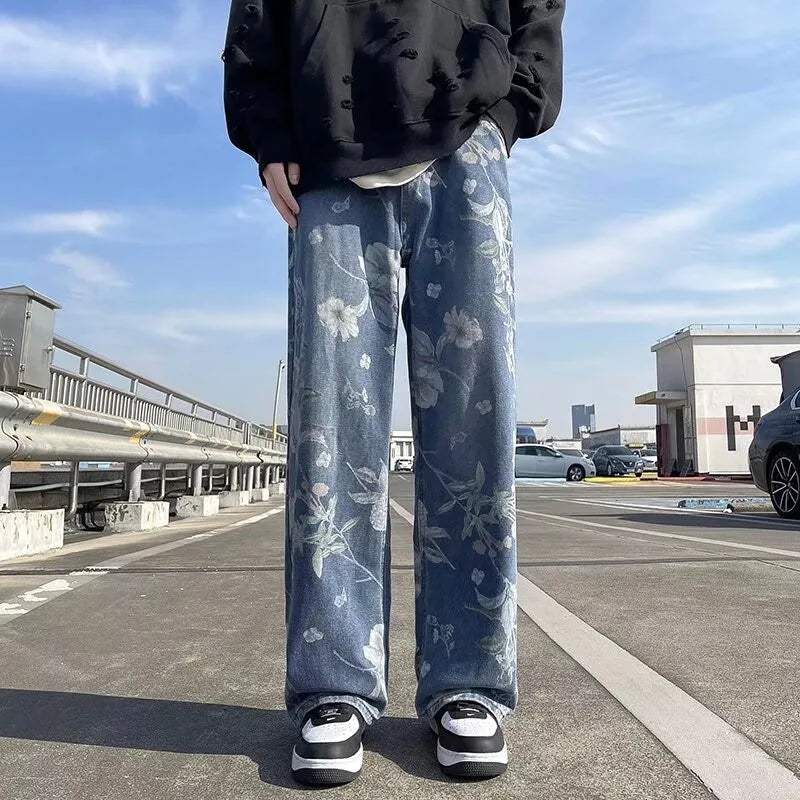 Y2K Floral Print Baggy Jeans