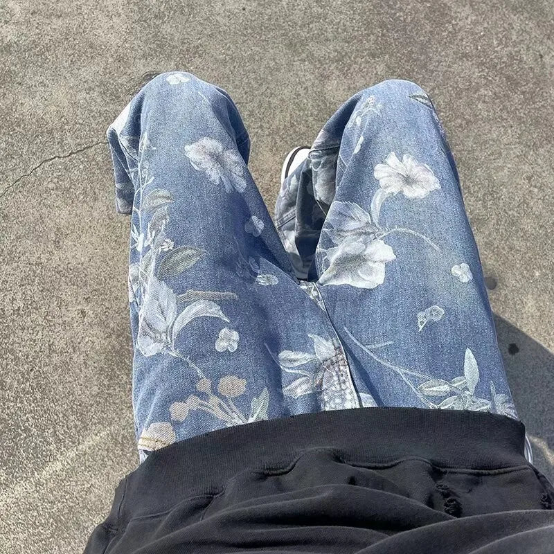 Y2K Floral Print Baggy Jeans