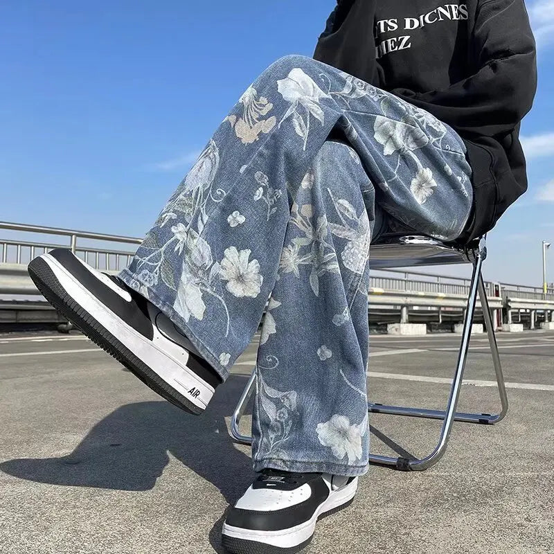 Y2K Floral Print Baggy Jeans