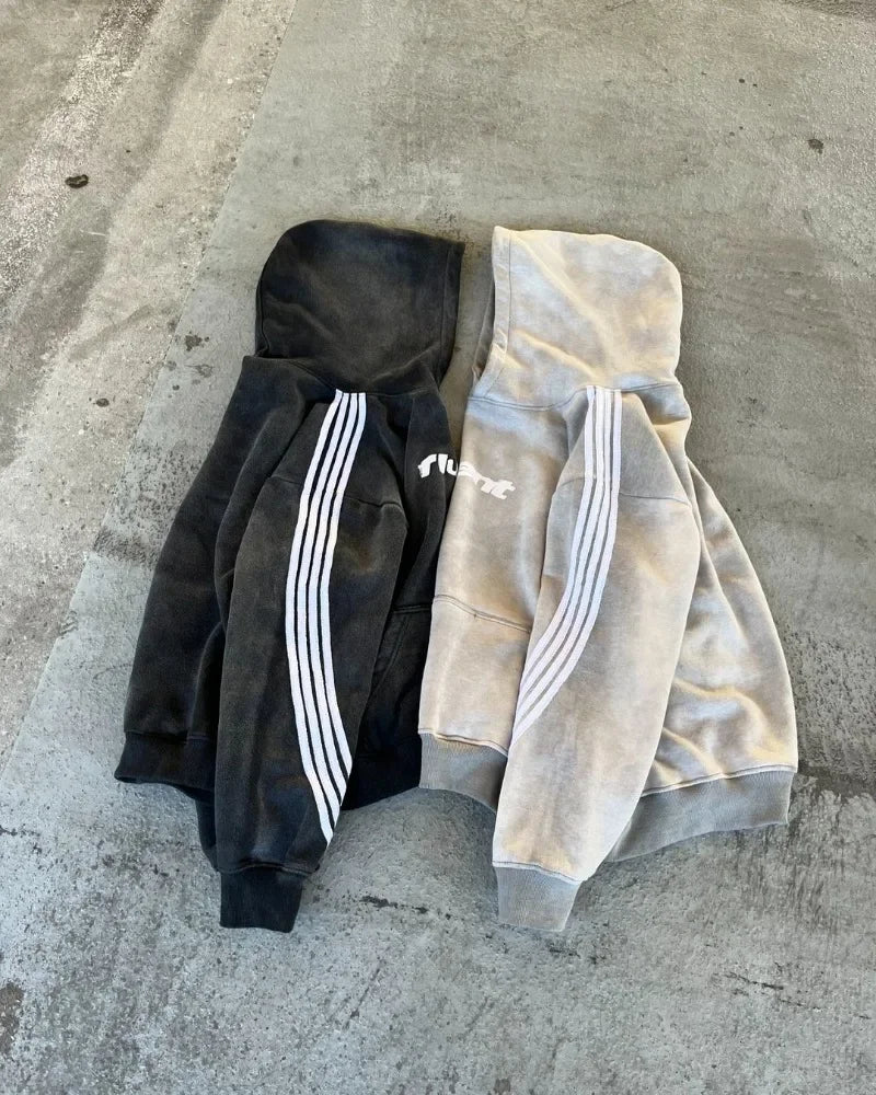 Y2K Fluent Striped Baggy Hoodie