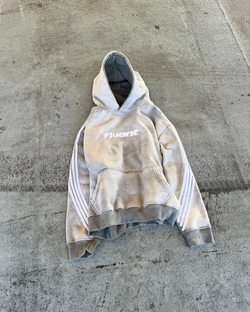 Y2K Fluent Striped Baggy Hoodie