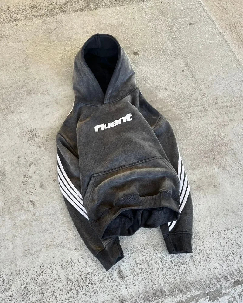 Y2K Fluent Striped Baggy Hoodie