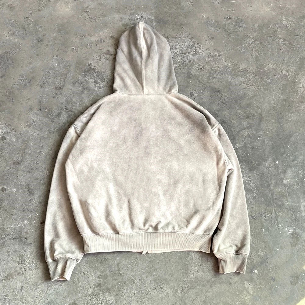 Y2K Full Zip Up Eye Holes Hoodie