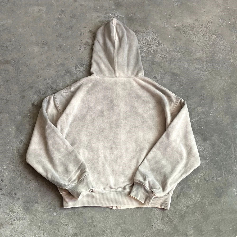 Y2K Full Zip Up Eye Holes Hoodie