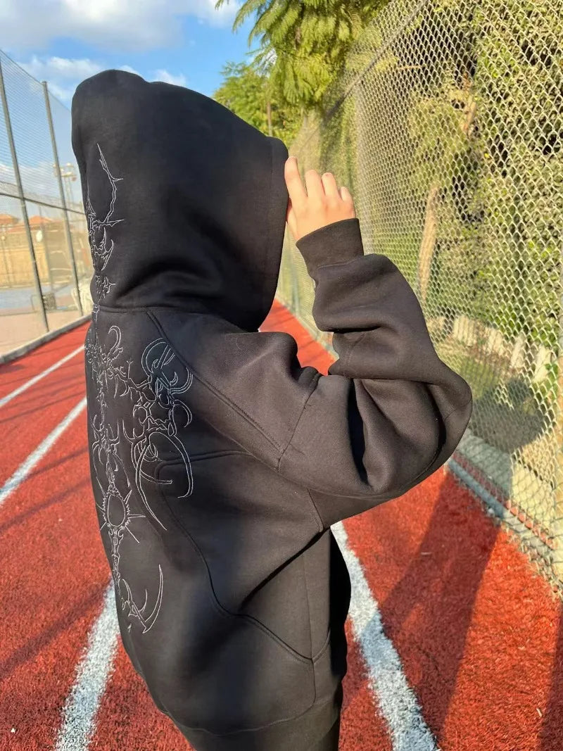 Y2K Full Zip Up Spinal Sceptre Hoodie