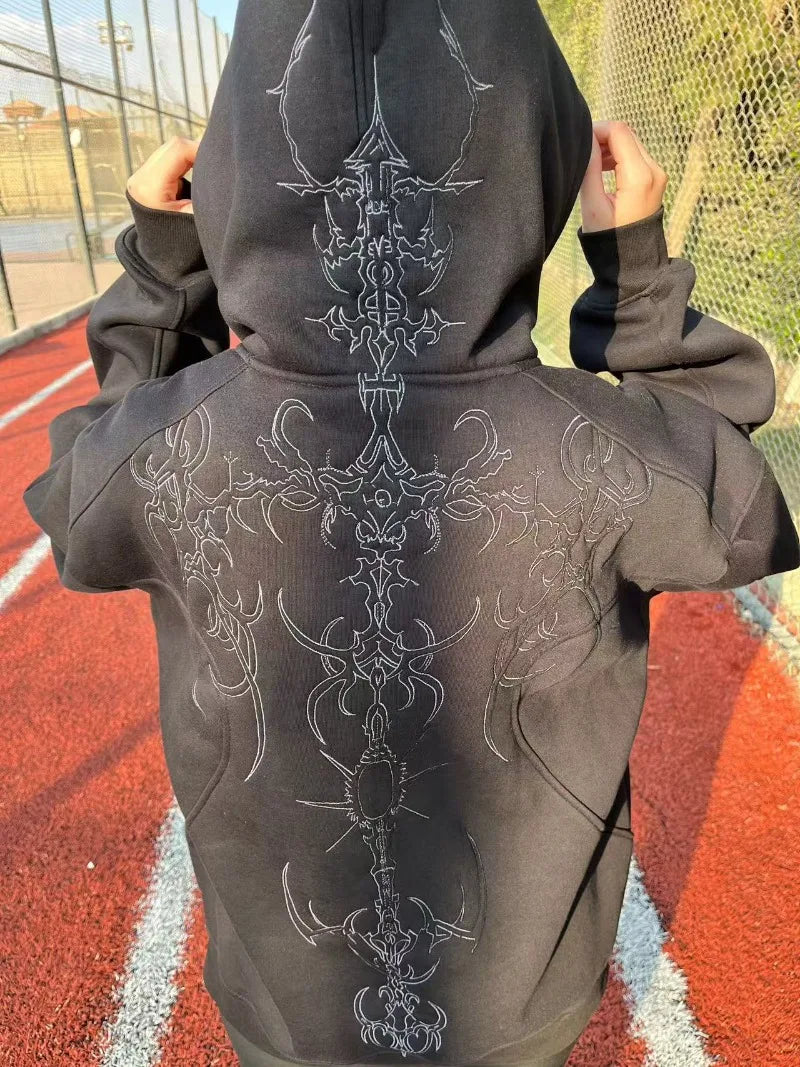 Y2K Full Zip Up Spinal Sceptre Hoodie