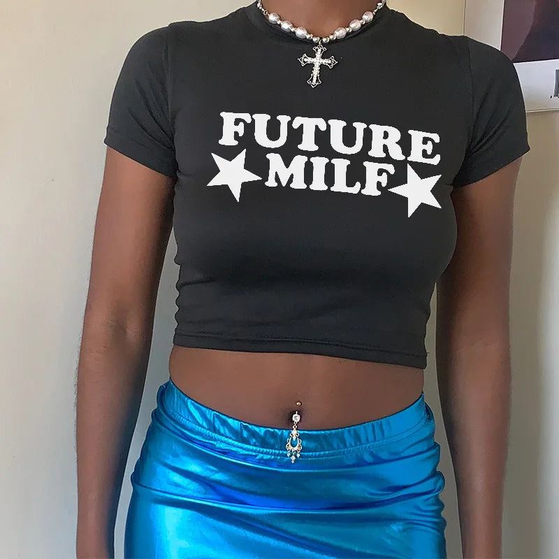 Y2K "Future Milf" Graphic T Shirt