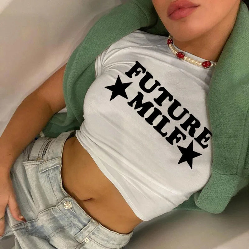 Y2K "Future Milf" Graphic T Shirt