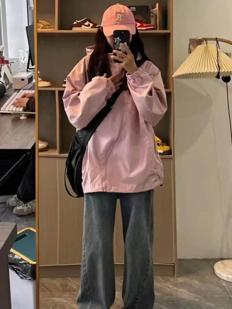 Y2K Gorpcore Pink Track Windbreaker Jacket