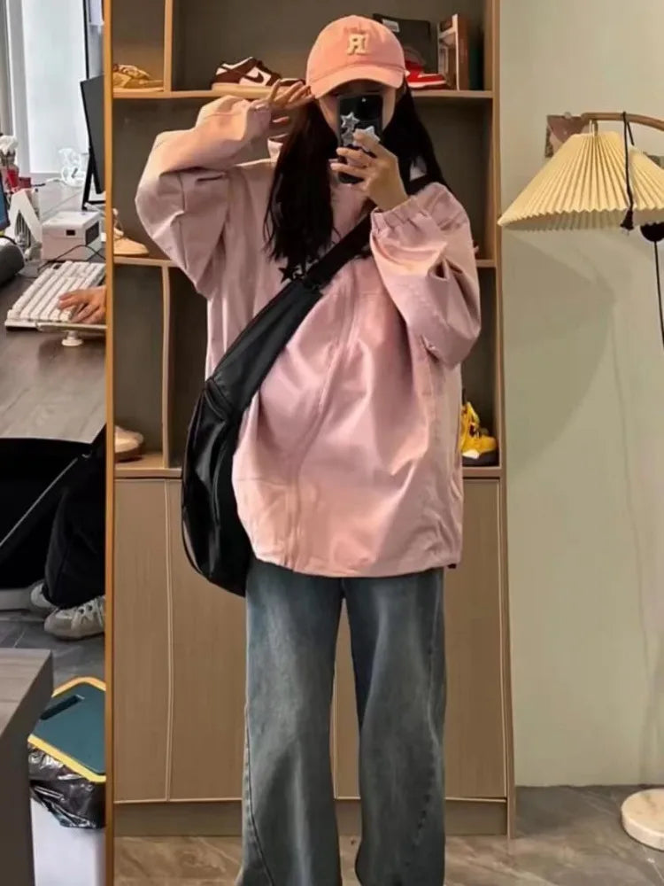 Y2K Gorpcore Pink Track Windbreaker Jacket