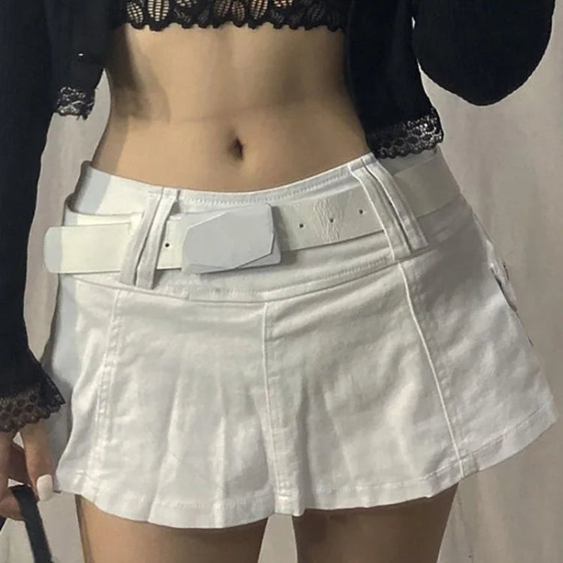 NUFIWI Women's Y2K Tie Waist Mini Skirt
