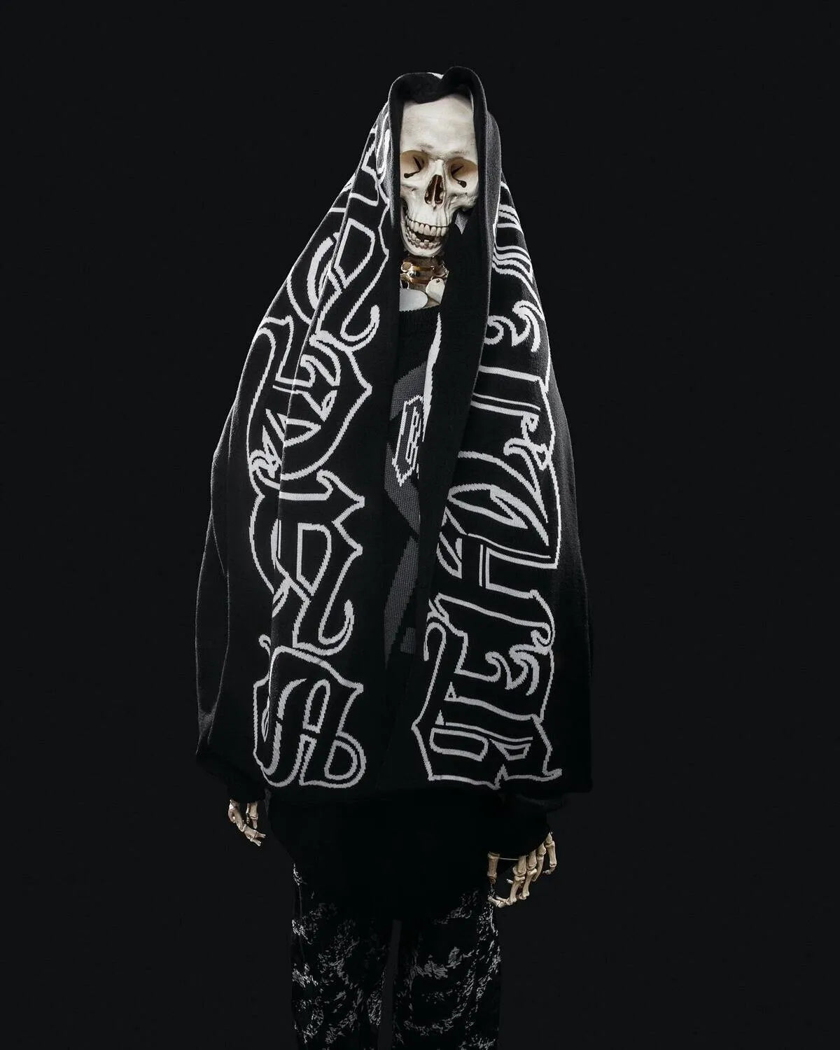 Y2K Gothic 'Satan Club' Graphic Scarf