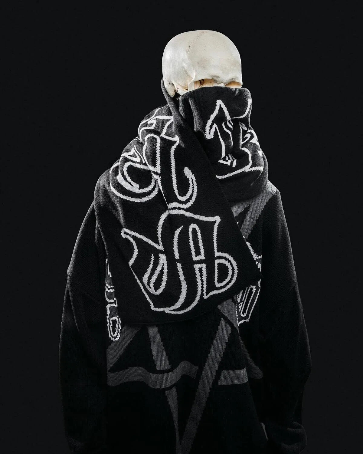 Y2K Gothic 'Satan Club' Graphic Scarf