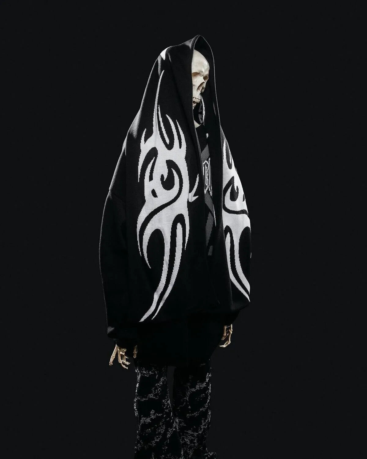 Y2K Gothic 'Satan Club' Graphic Scarf