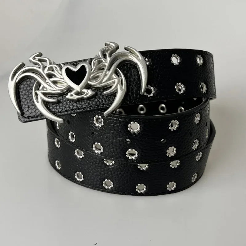 Y2K Gothic Spider Buckle Leather Belt