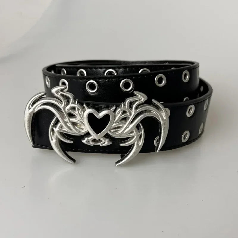 Y2K Gothic Spider Buckle Leather Belt