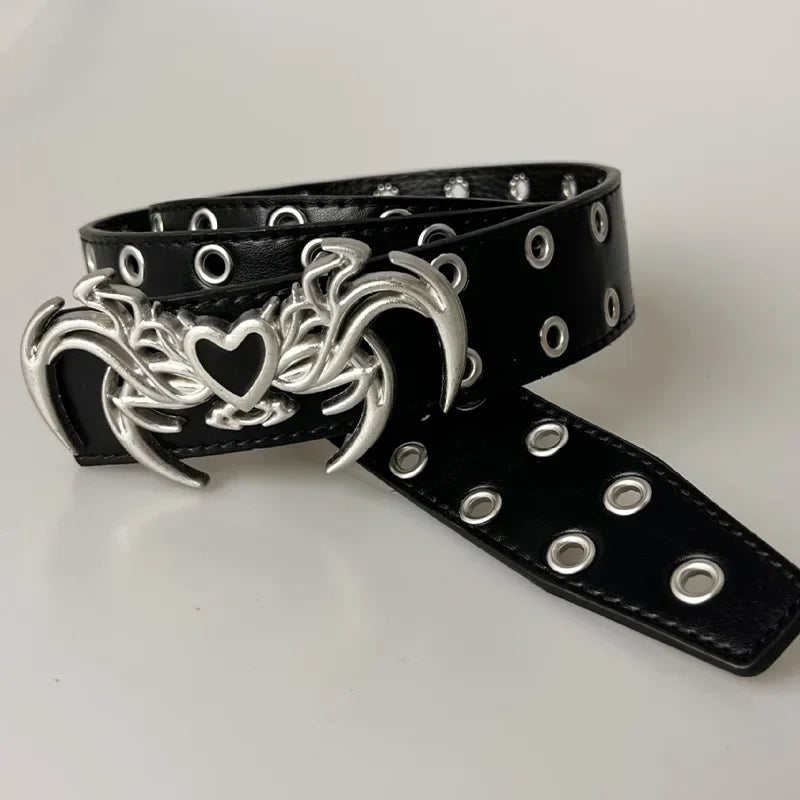 Y2K Gothic Spider Buckle Leather Belt