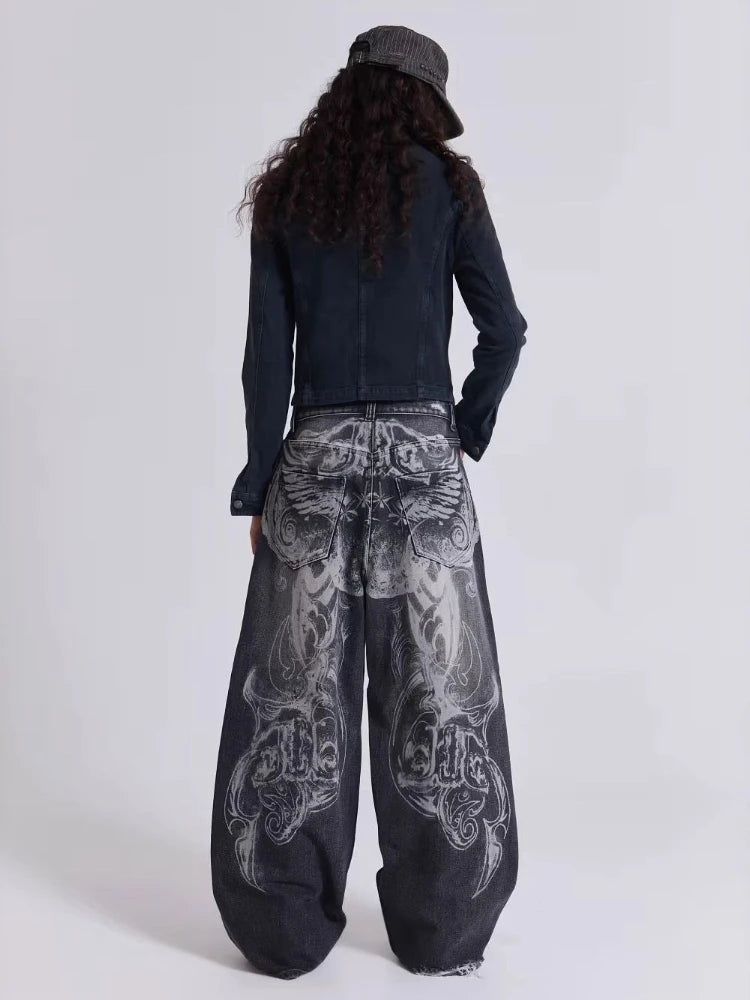 Y2K Gothic Vintage Graphic Distressed Jeans