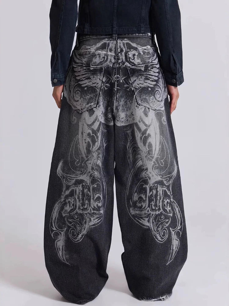 Y2K Gothic Vintage Graphic Distressed Jeans