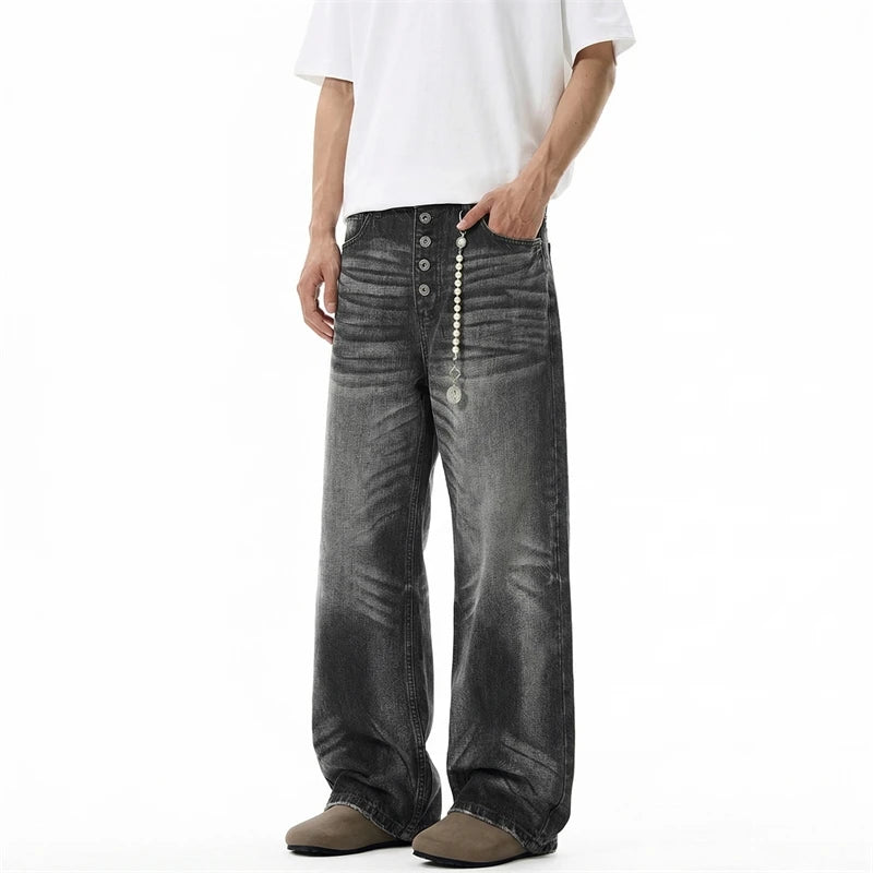 Y2K Gradient Wash Button Fly Minimalist Denim Jeans