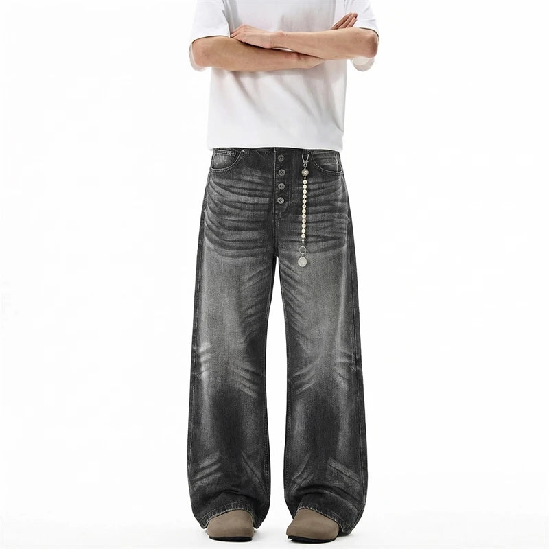 Y2K Gradient Wash Button Fly Minimalist Denim Jeans