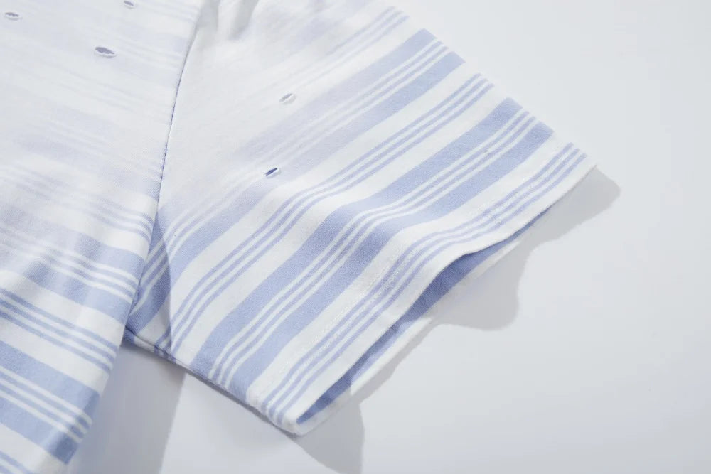 Y2K Gradient Washed Striped Polo Shirt