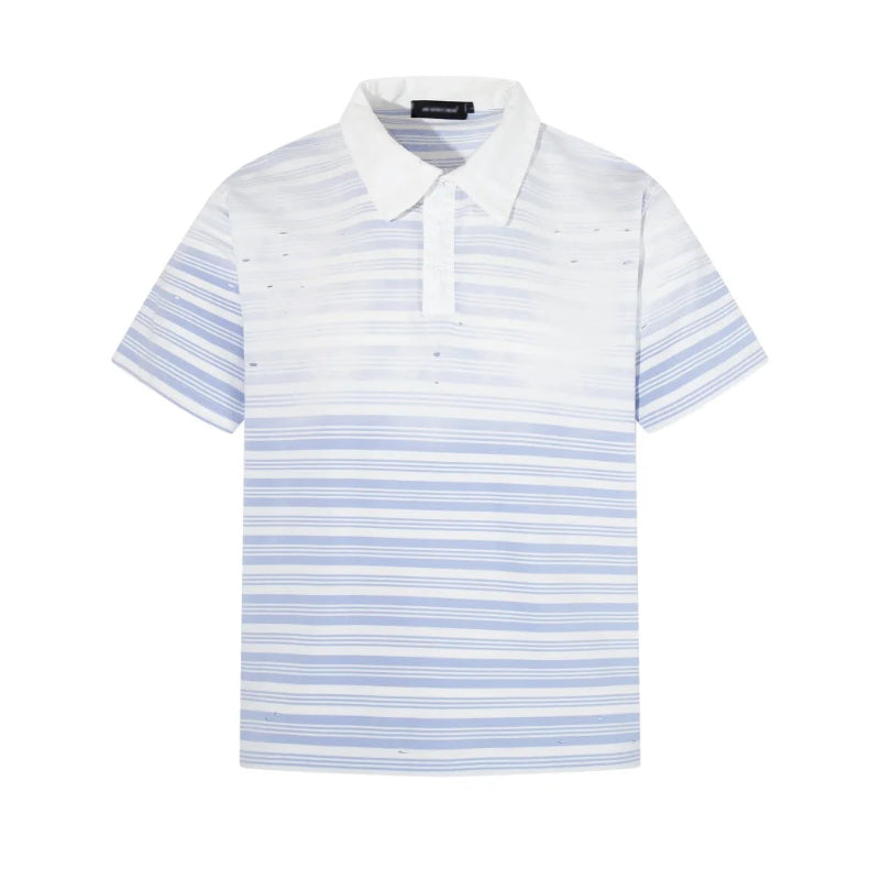 Y2K Gradient Washed Striped Polo Shirt