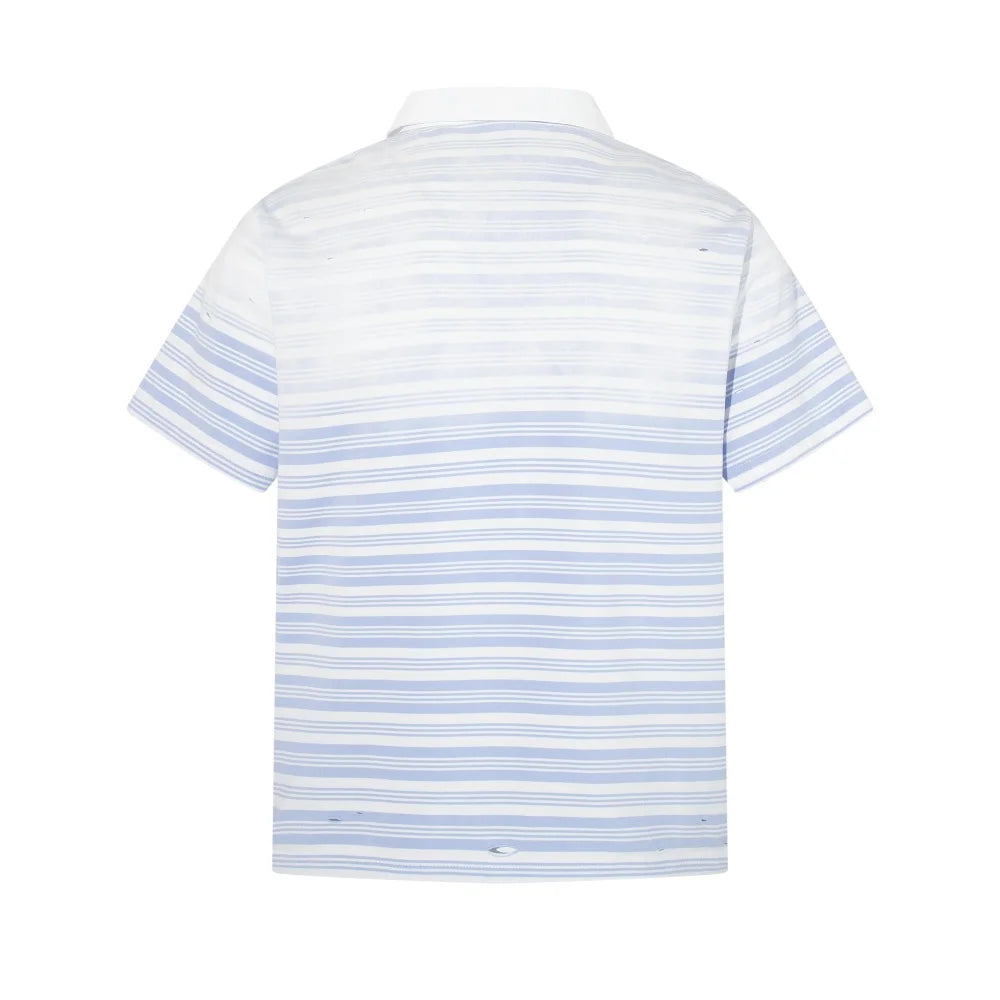 Y2K Gradient Washed Striped Polo Shirt