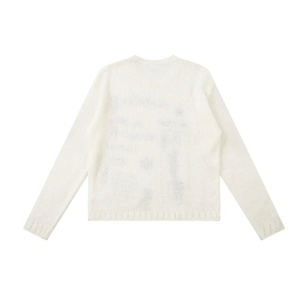 Y2K Graffiti Graphic Learning Knitted Sweater