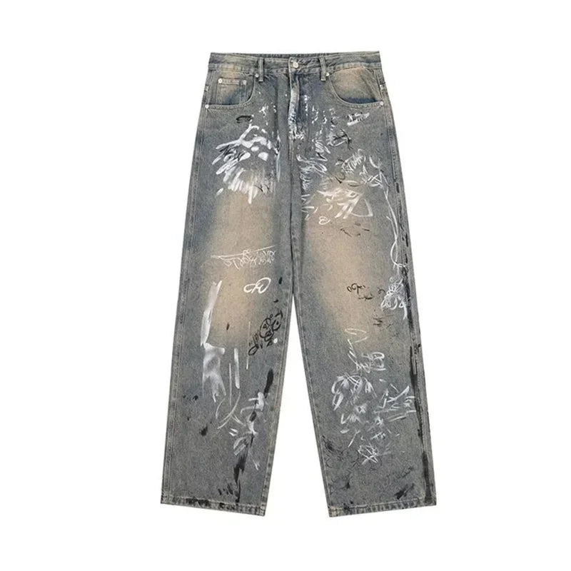 Y2K Graffiti Printed Baggy Jeans