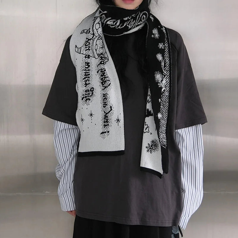 Y2K Graphic Winter Christmas Graphic Shawl Scarf