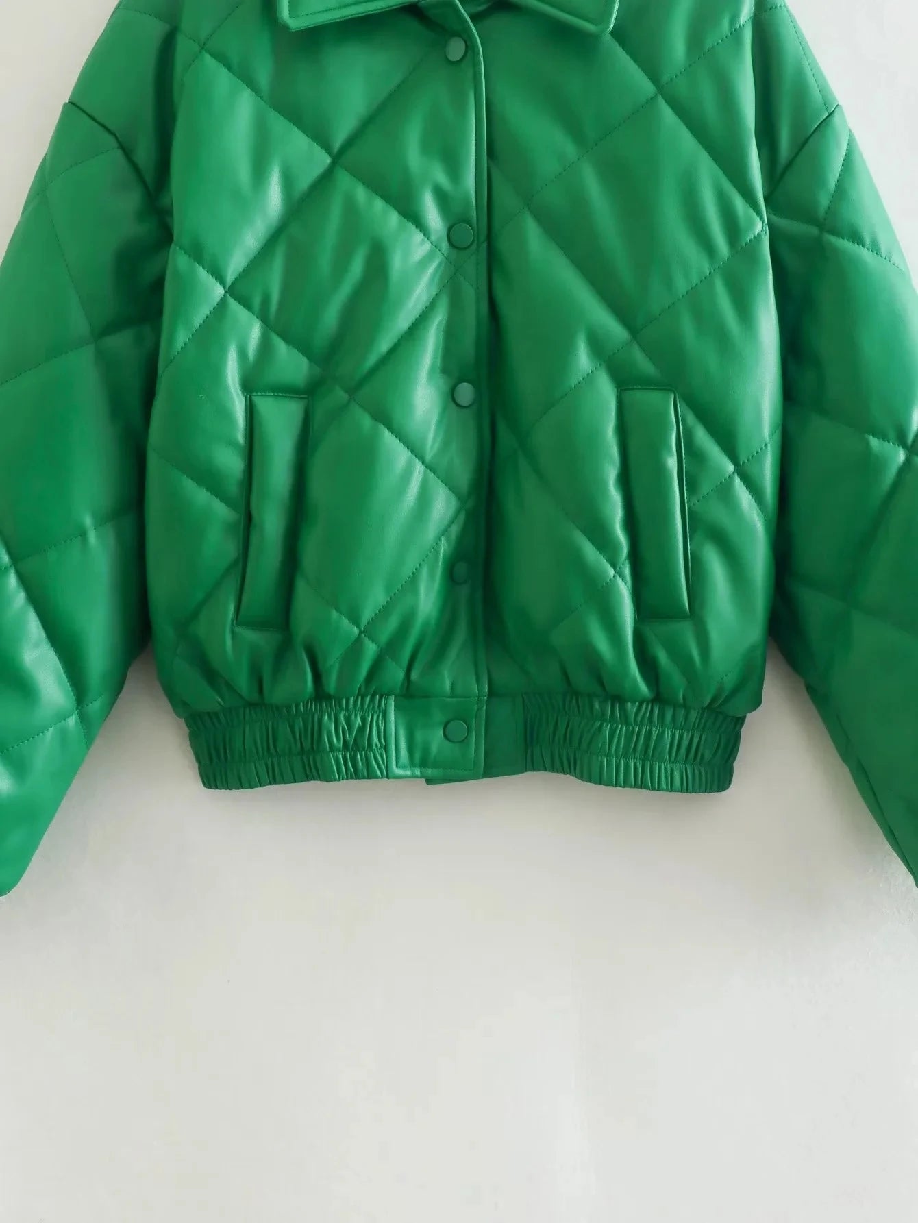 Y2K Green PU Leather Loose Lapel Jackets